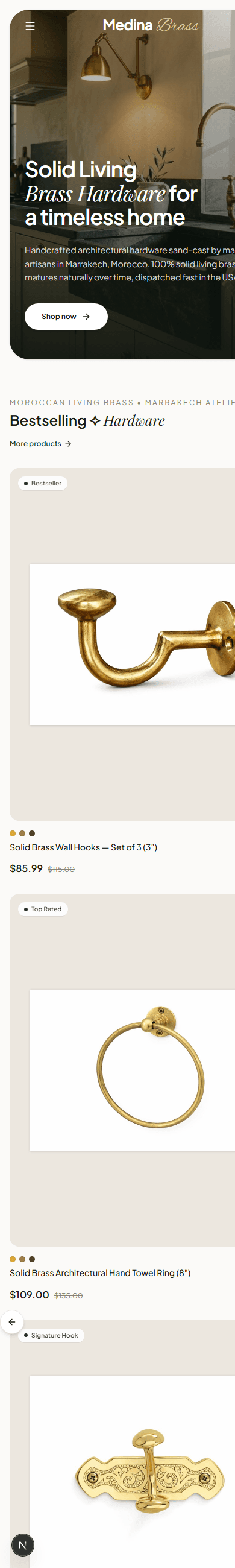 Medina Brass Mobile Commerce Experience