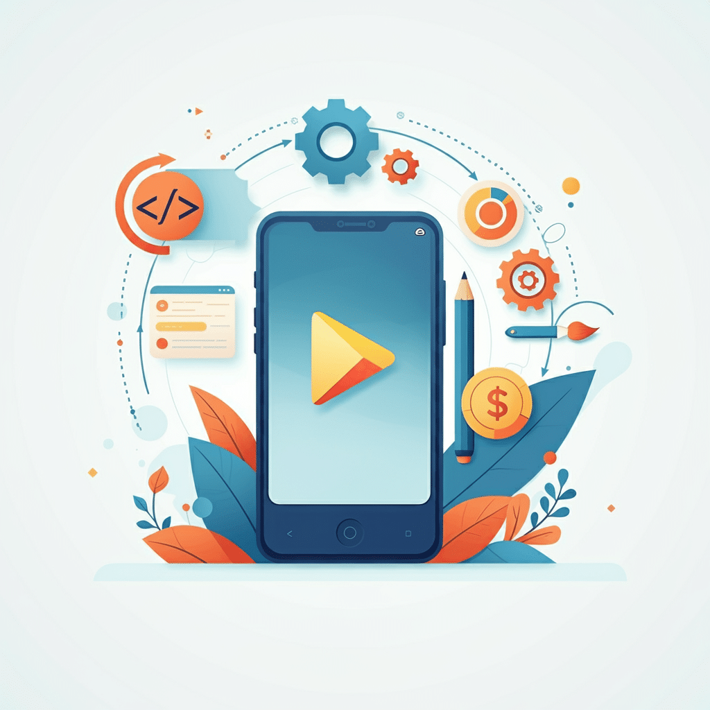 Illustration conceptuelle de la création d'applications pour Google Play Store