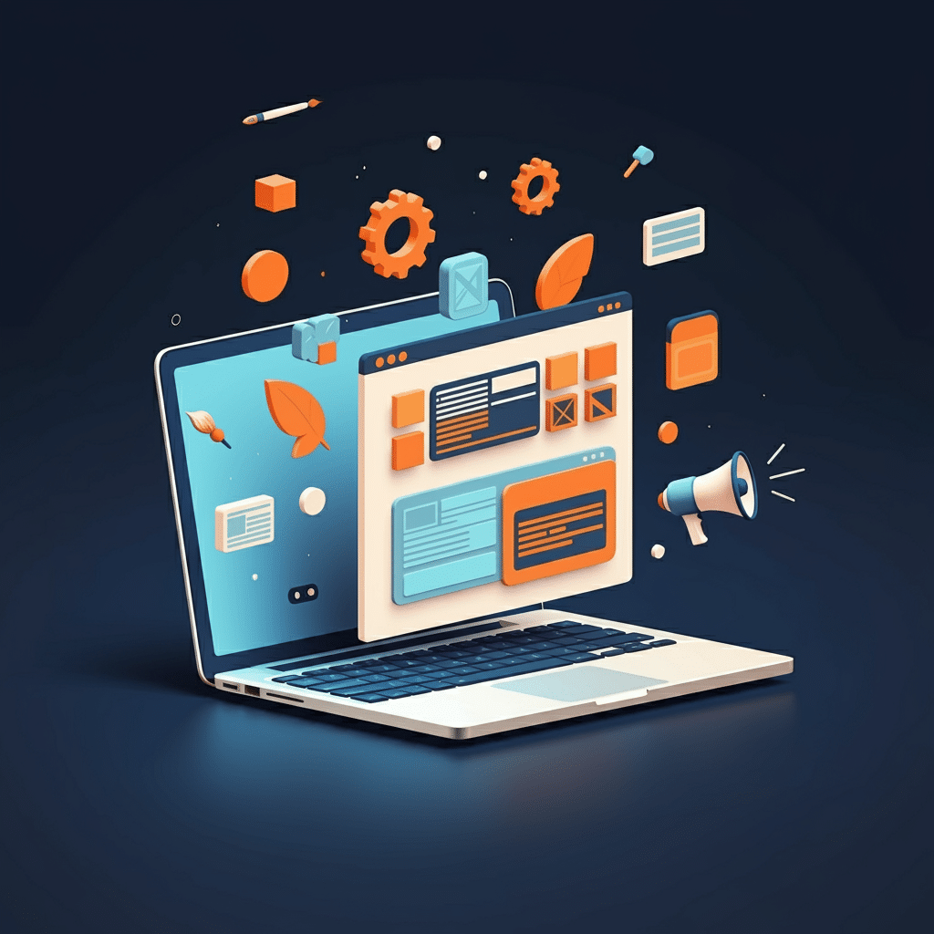 oût création site internet : illustration du processus de développement web professionnel avec design, fonctionnalités et marketing